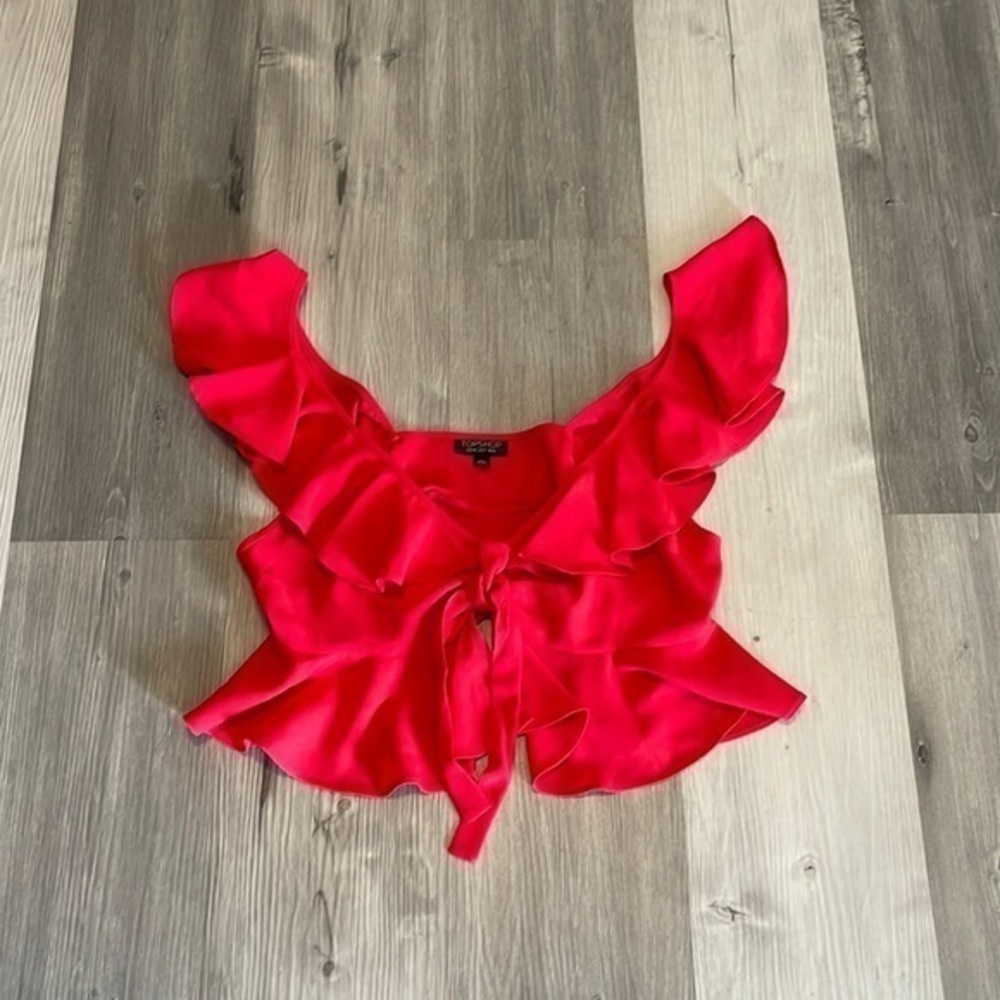 TopShop ruffle tie front crop top